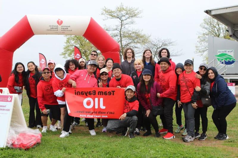 Jio Rodriguez (front row, wearing light gray hat) with friends and family at the Greater New Haven Heart Walk in 2024.  (Photo courtesy of Jio Rodriguez)